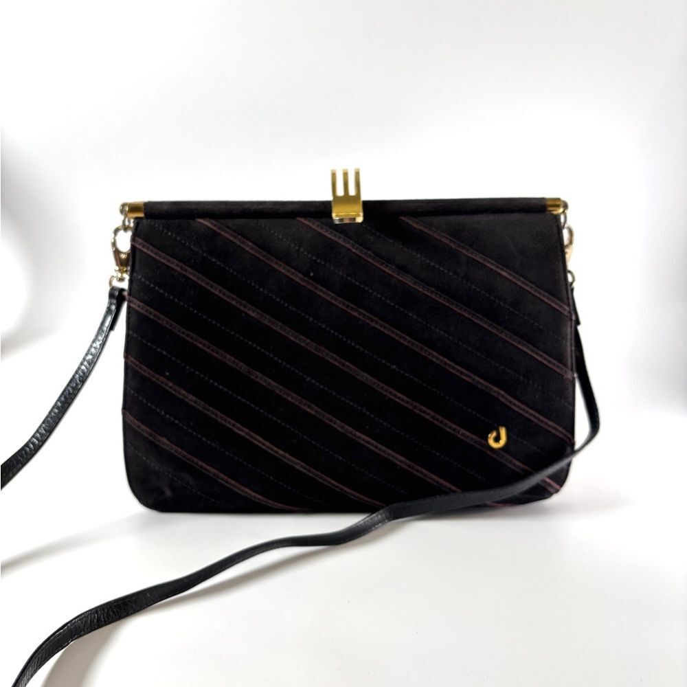 Charles Jourdan Vintage Black Suede Shoulder Bag | French Designer Quiet Luxury